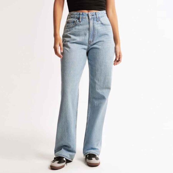 ABERCROMBIE & FITCH CURVE LOVE 'THE LOOSE' HIGH RISE LIGHT TINTED JEANS - Picture 3 of 12